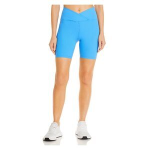YEAR OF OURS Womens Blue Ribbed V Waist Biker Active Wear Shorts XS